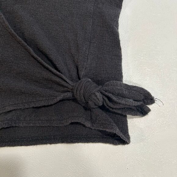 Madewell Texture & Thread Black Wrap Tie Front Top XS Casual Everyday Soft Knit - Picture 6 of 9